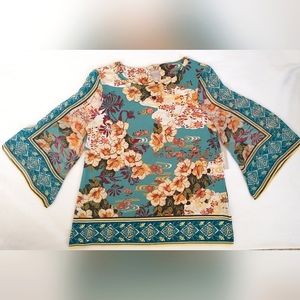 Chico's Floral Kimono Top Size 1 NWT